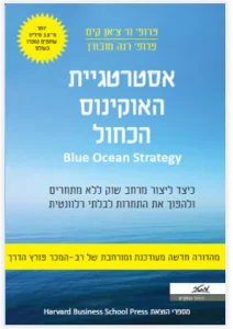 כיתוב על רקע כחול: אסטרטגיית האוקינוס הכחל